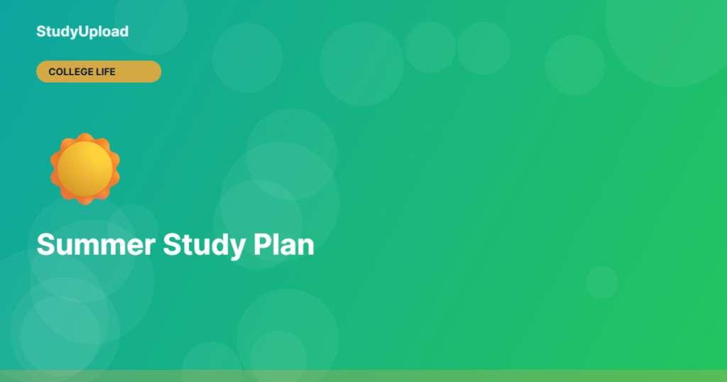 Summer Study Plan