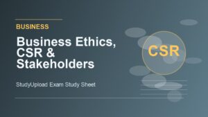 BUSA 101 Business Ethics, CSR, and Stakeholders Exam Review