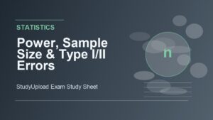 STAT 101 Power, Sample Size, and Type I/II Errors Exam Review