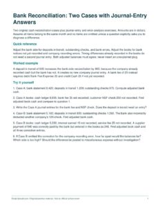 Bank Reconciliation: Two Cases with Journal-Entry Answers