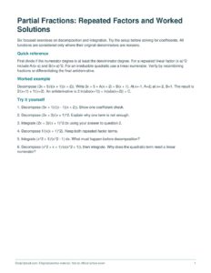 Partial Fractions: Repeated Factors and Worked Solutions