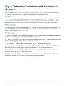 Signal Detection: Confusion-Matrix Practice with Answers