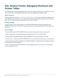 SQL Window Frames: Debugging Workbook with Answer Tables