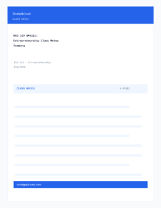 BUS 310 – Entrepreneurship Class Notes Summary