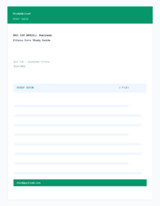 BUS 330 – Business Ethics Core Study Guide