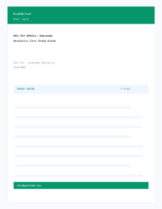 BUS 410 – Business Analytics Core Study Guide