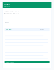 CHEM 410 – Medicinal Chemistry Core Study Guide