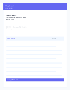 CHEM 420 – Environmental Chemistry Exam Review Pack