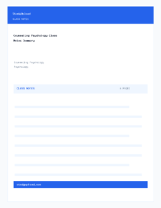 Counseling Psychology Class Notes Summary