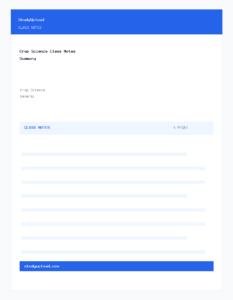 Crop Science Class Notes Summary