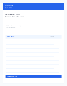 CS 310 – Machine Learning Class Notes Summary