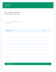 EDUC 201 – Educational Psychology Core Study Guide