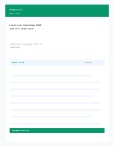 Educational Psychology (EDUC 201) Core Study Guide