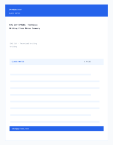 ENG 210 – Technical Writing Class Notes Summary