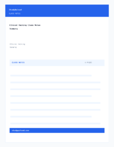 Ethical Hacking Class Notes Summary
