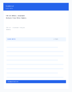 FIN 310 – Investment Analysis Class Notes Summary