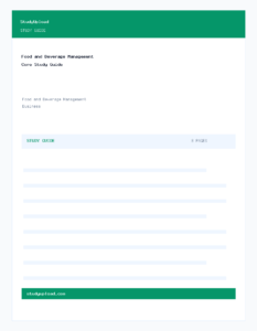 Food and Beverage Management Core Study Guide