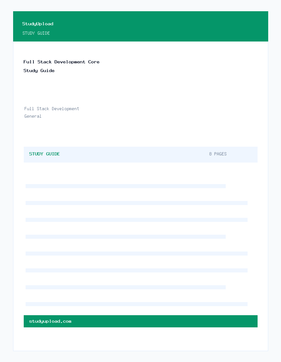 Full Stack Development Core Study Guide | StudyUpload